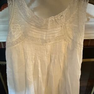 Sundace White Cotton and Lace Inset Sleeveless Top